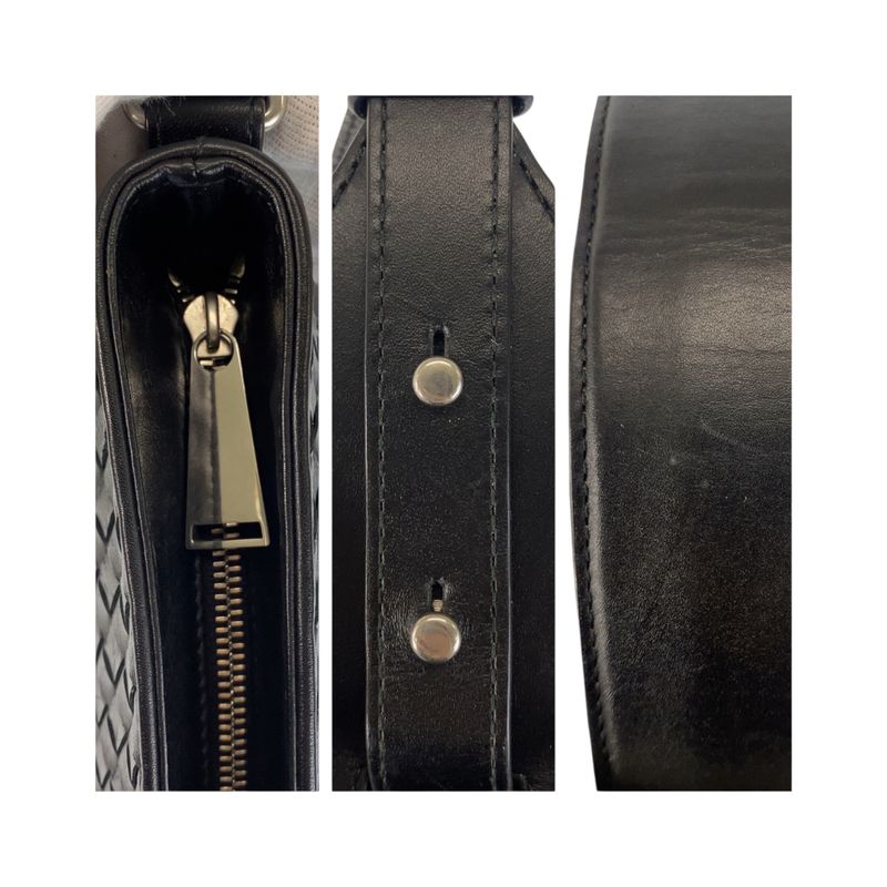 Bottega Veneta Intrecciato Black Shoulder Bag Pochette
