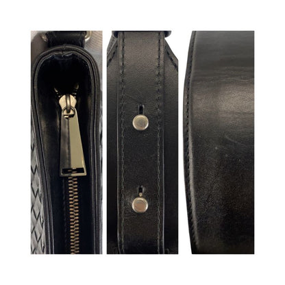 Bottega Veneta Intrecciato Black Shoulder Bag Pochette
