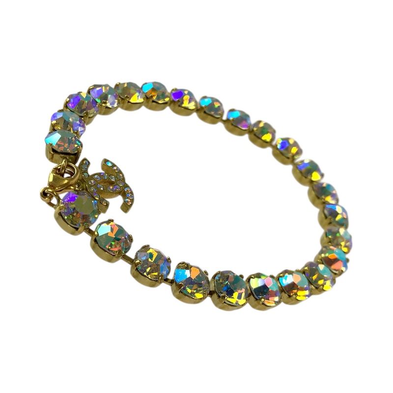 Chanel Super Vintage CC Logo Anklet Aurora Last Gold Plated Bracelet 95