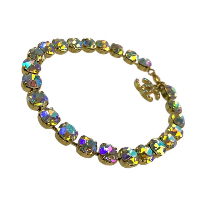 Chanel Super Vintage CC Logo Anklet Aurora Last Gold Plated Bracelet 95