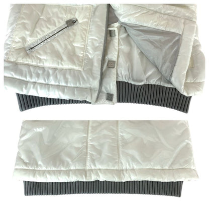Chanel CC Logo 44 White Gray Silver Nylon Down Jacket