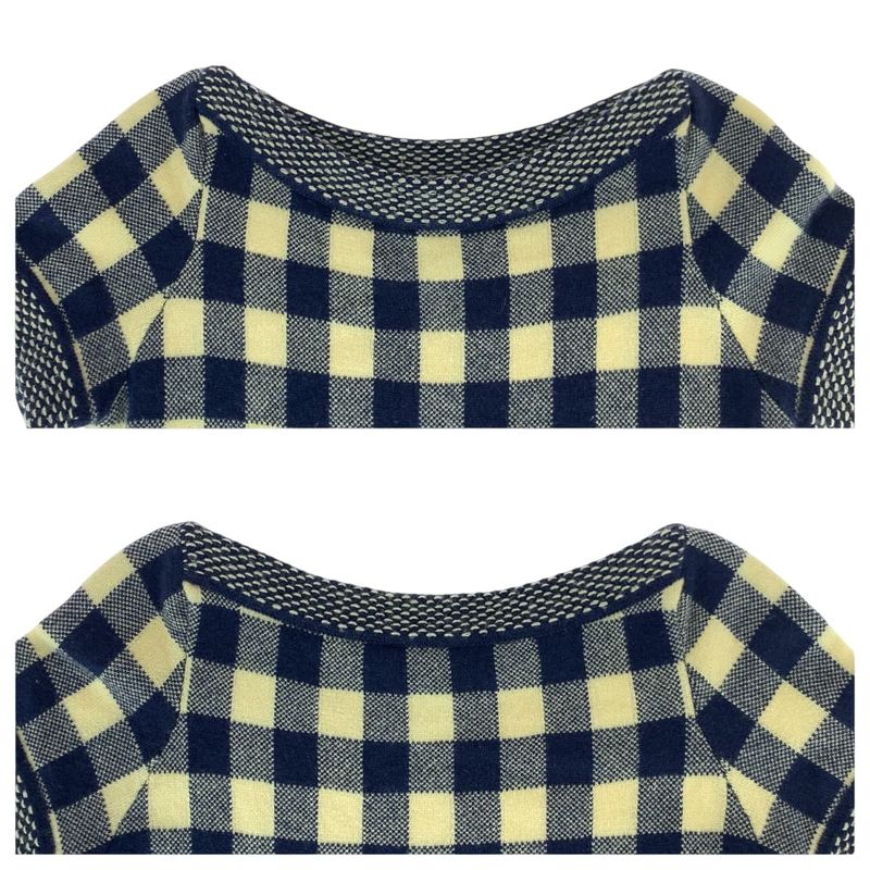 Chanel CC Logo Check 38 Navy Off White Cashmere Dress Knit