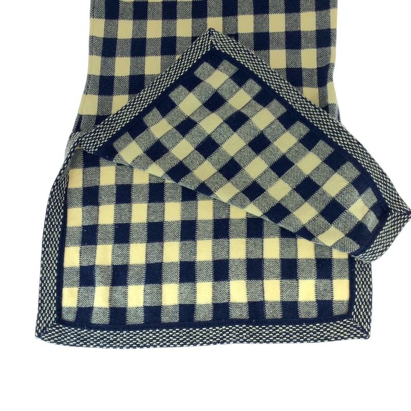 Chanel CC Logo Check 38 Navy Off White Cashmere Dress Knit