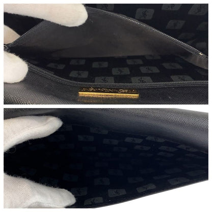 Saint Laurent Yves Vintage YSL Black Leather Clutch