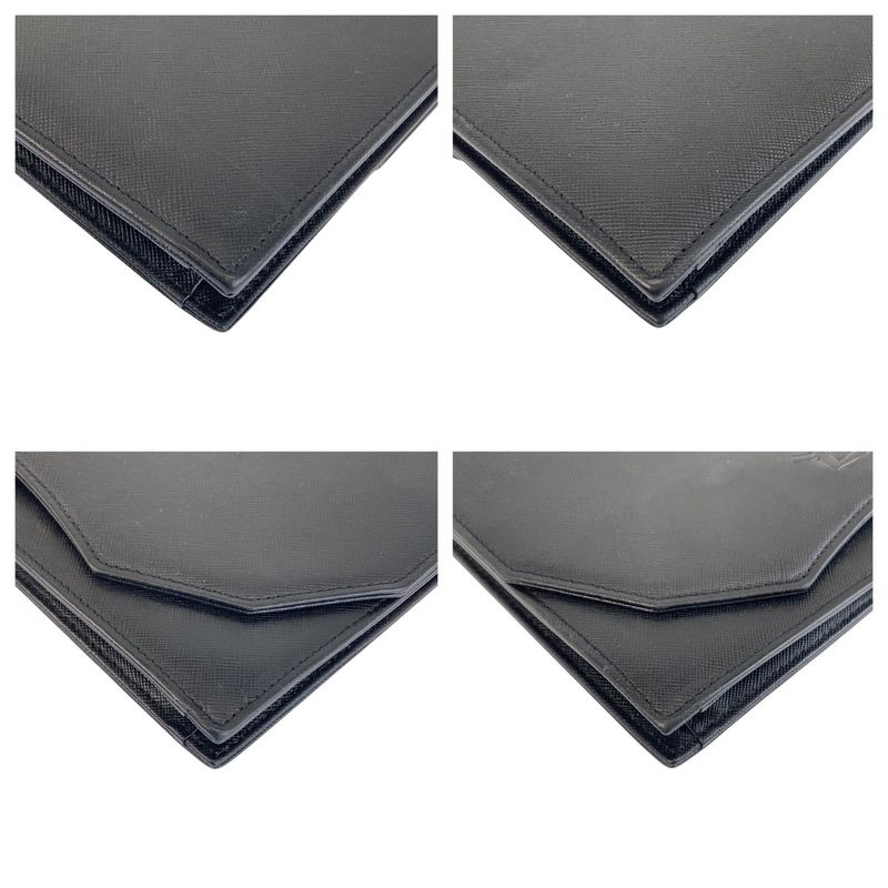 Saint Laurent Yves Vintage YSL Black Leather Clutch