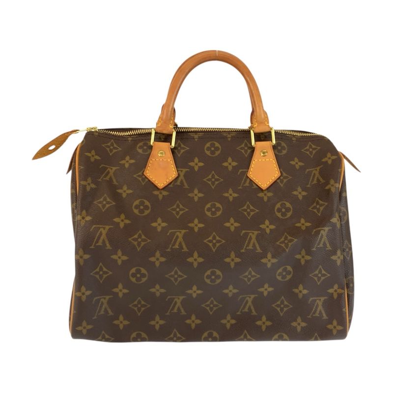 Louis Vuitton Monogram Speedy 30 Brown Gold Leather Handbag Mini