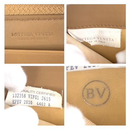 Bottega Veneta Beige Gunmetal Leather Wallet Zip Around