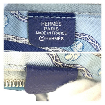 Hermes Azap Long Silk in Blue Indigo Navy Silver Veau Zip Around Wallet