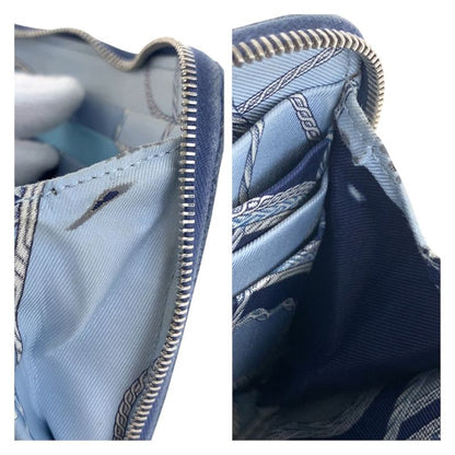 Hermes Azap Long Silk in Blue Indigo Navy Silver Veau Zip Around Wallet