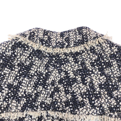 Chanel CC Logo 36 Navy White Tailored Jacket Tweed