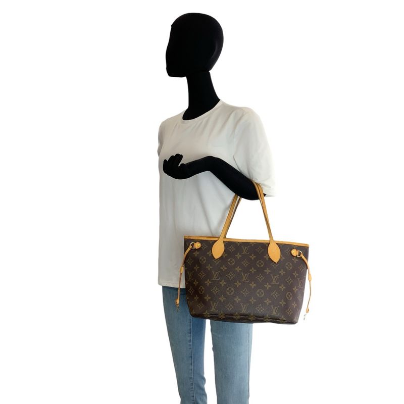 Louis Vuitton Monogram Neverfull PM Brown Gold Tote
