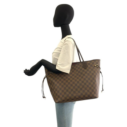 Louis Vuitton Damier Neverfull MM Brown Gold Tote Shoulder Bag