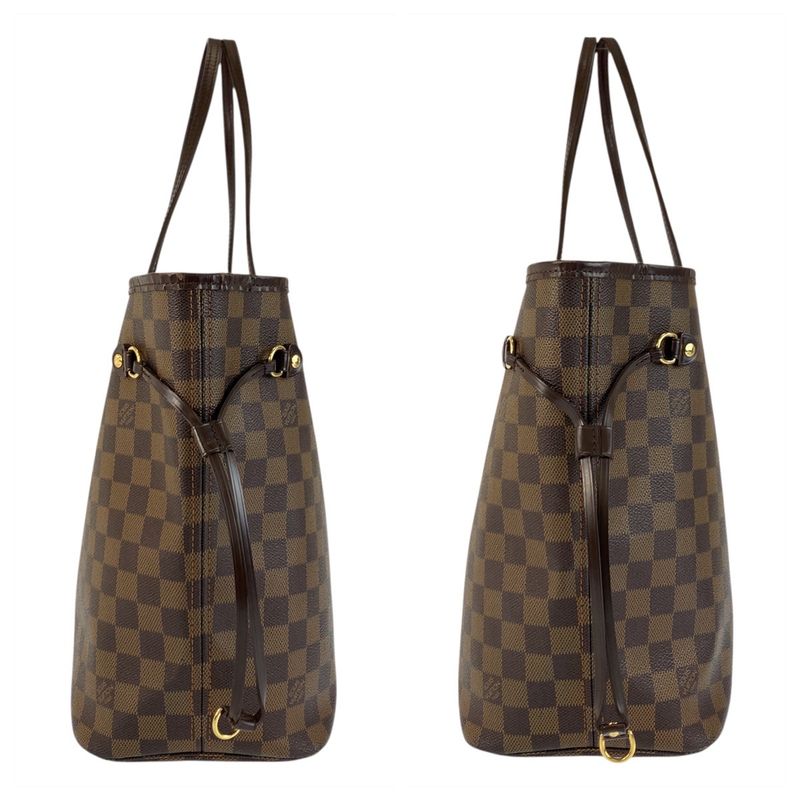 Louis Vuitton Damier Neverfull MM Brown Gold Tote Shoulder Bag