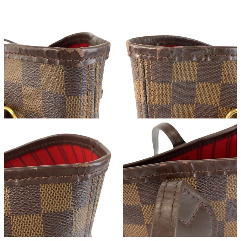 Louis Vuitton Damier Neverfull MM Brown Gold Tote Shoulder Bag