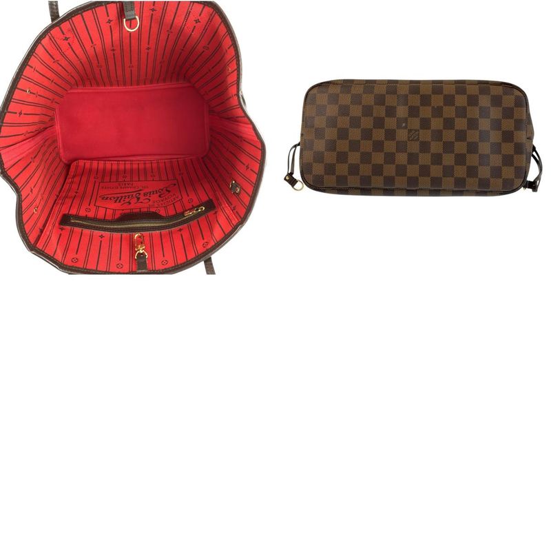 Louis Vuitton Damier Neverfull MM Brown Gold Tote Shoulder Bag