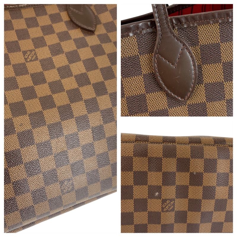 Louis Vuitton Damier Neverfull MM Brown Gold Tote Shoulder Bag