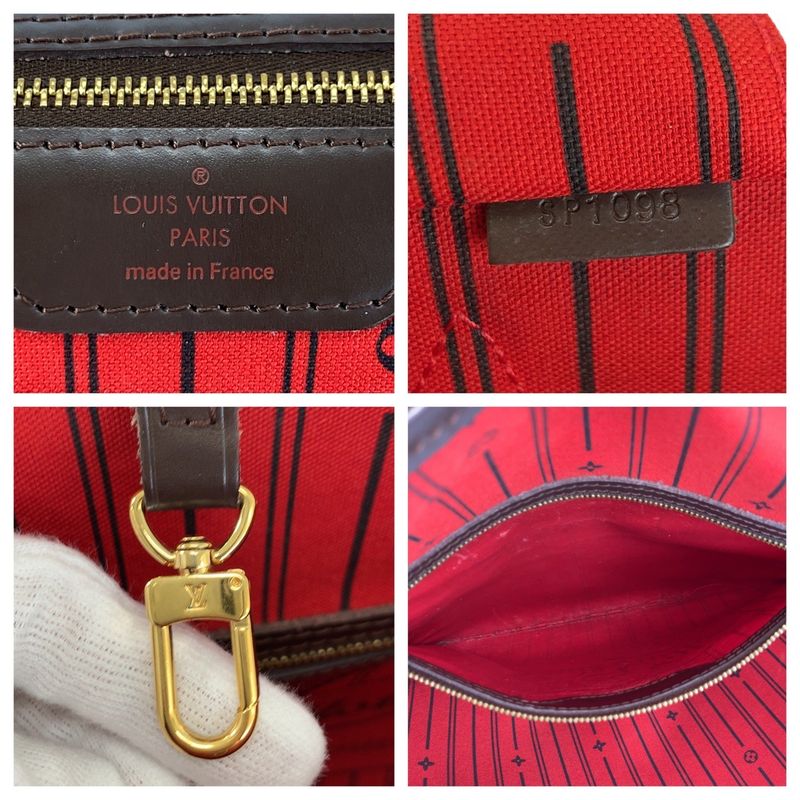 Louis Vuitton Damier Neverfull MM Brown Gold Tote Shoulder Bag