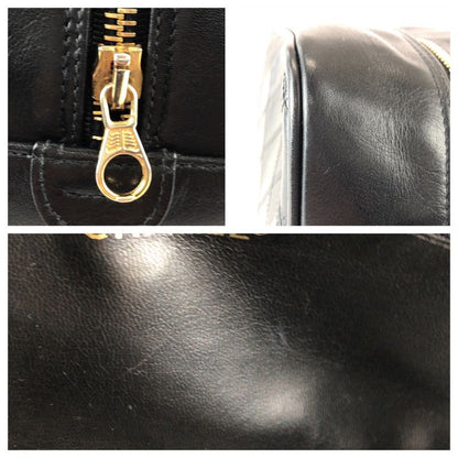 Chanel Bicolor CC Logo Makeup Pouch Black Gold Leather Clutch