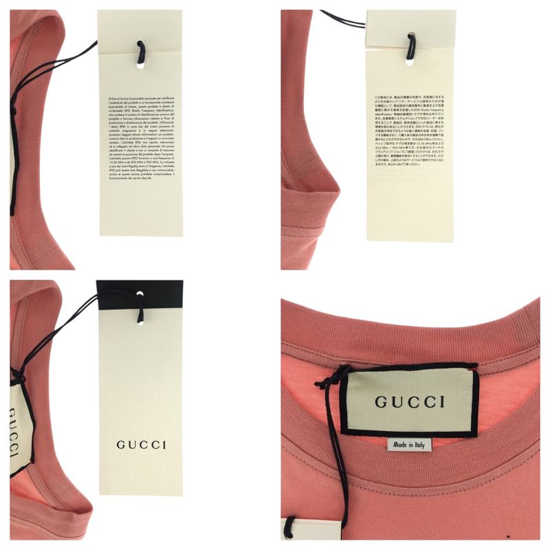 Gucci Embroidery Line Stone XS Pink Cotton Short Sleeve T-