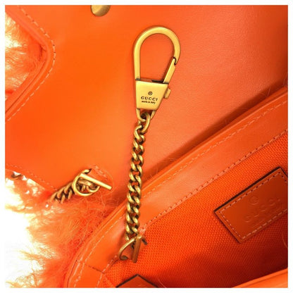 Gucci GG Marmont Orange Gold Leather Shoulder Bag Pochette