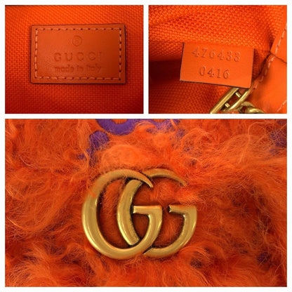 Gucci GG Marmont Orange Gold Leather Shoulder Bag Pochette