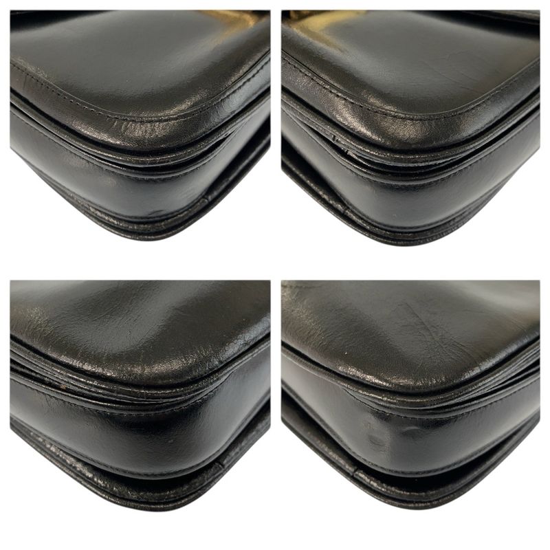 Celine Carriage Black Gold Leather Shoulder Bag