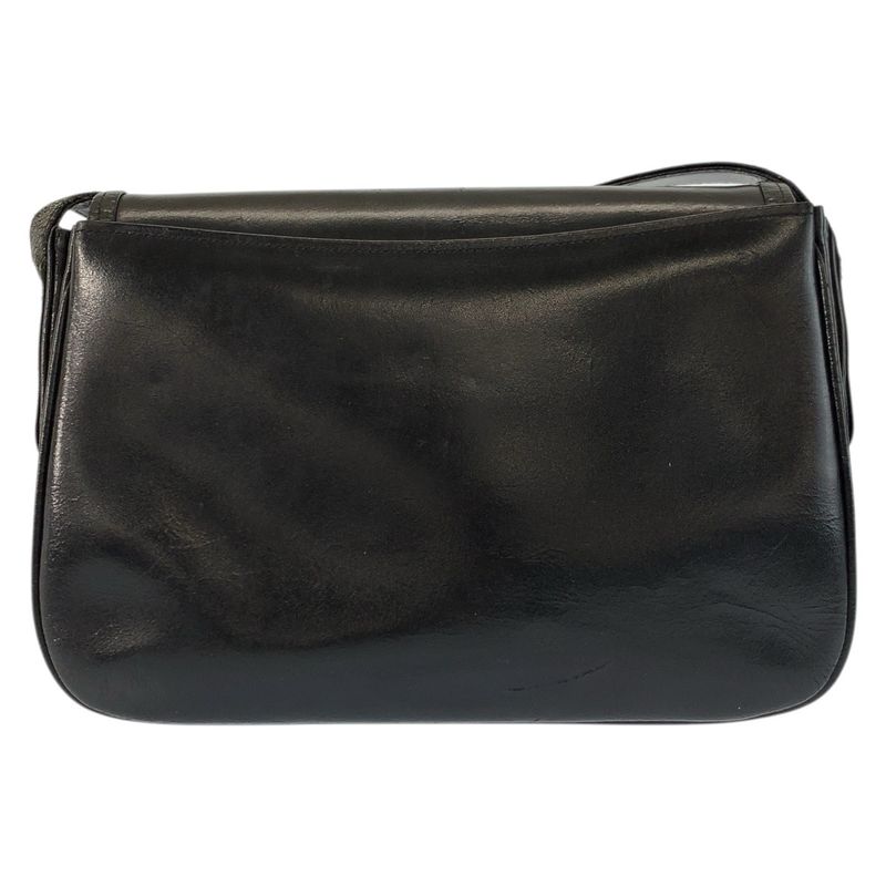 Celine Carriage Black Gold Leather Shoulder Bag