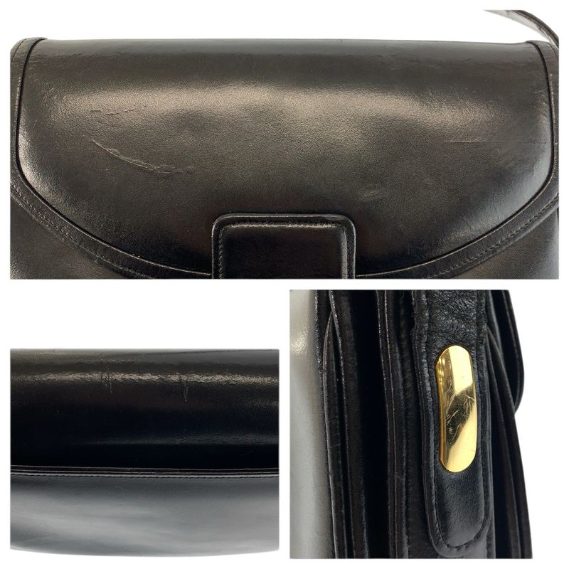 Celine Carriage Black Gold Leather Shoulder Bag