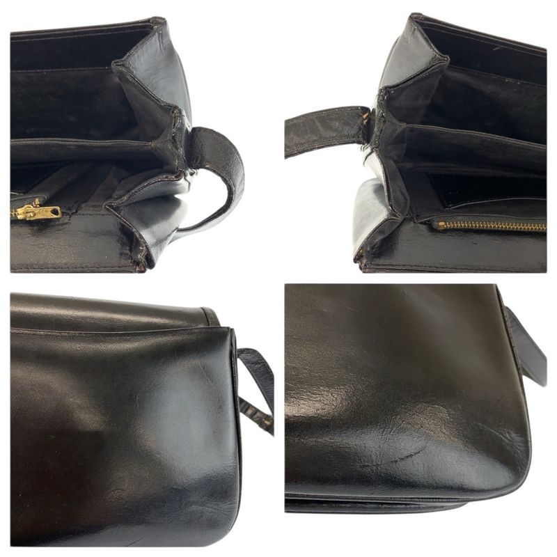 Celine Carriage Black Gold Leather Shoulder Bag