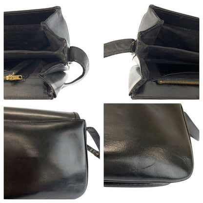 Celine Carriage Black Gold Leather Shoulder Bag