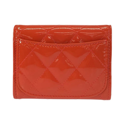 Chanel Quilted CC Logo Orange Patent Leather Coin Case Card