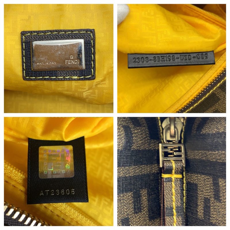 Fendi Zucca Brown Yellow Tote Shoulder Bag
