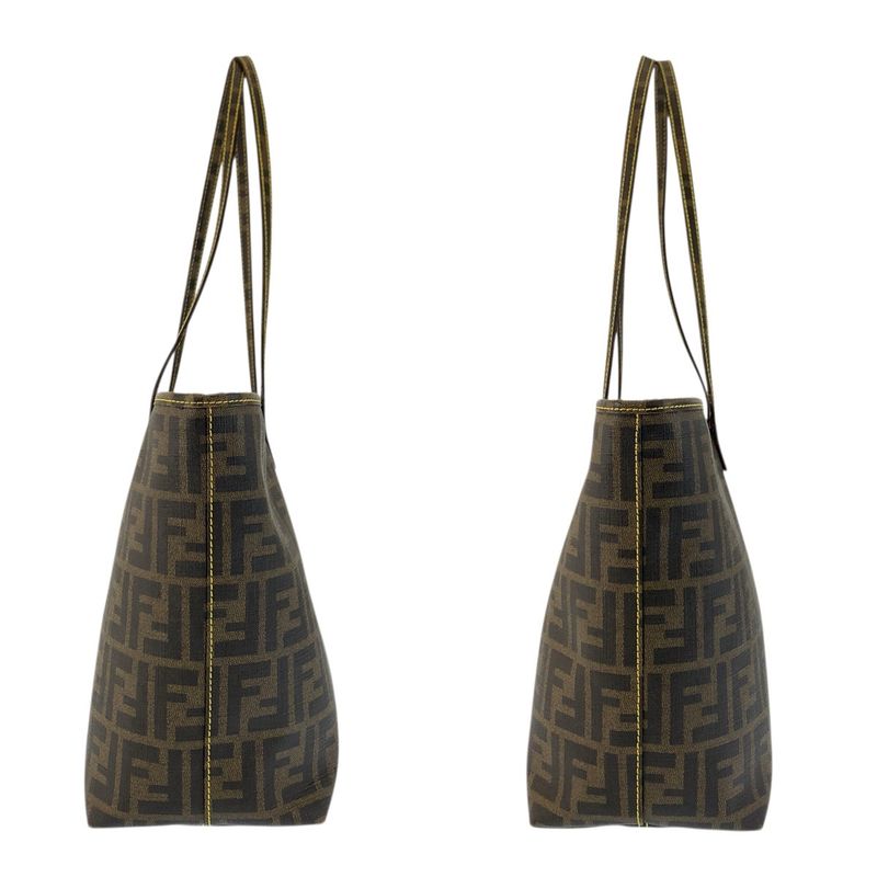 Fendi Zucca Brown Yellow Tote Shoulder Bag