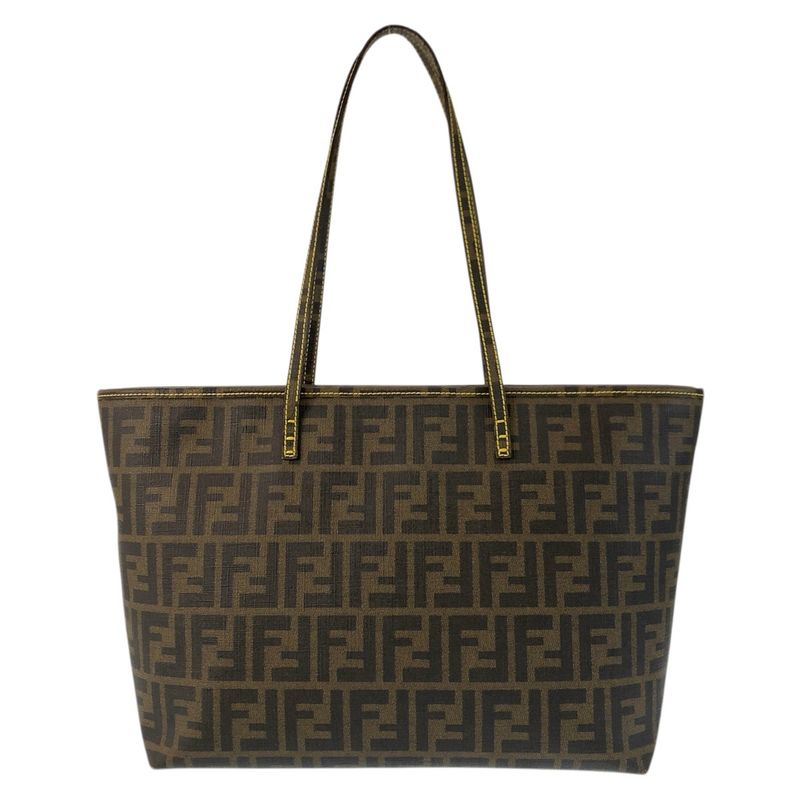 Fendi Zucca Brown Yellow Tote Shoulder Bag