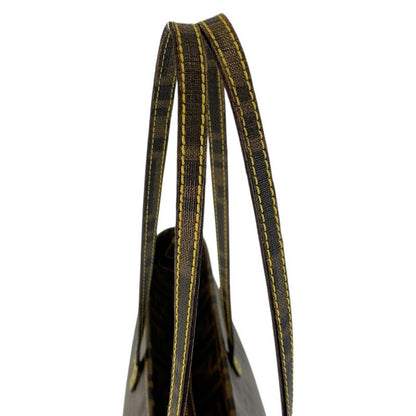 Fendi Zucca Brown Yellow Tote Shoulder Bag