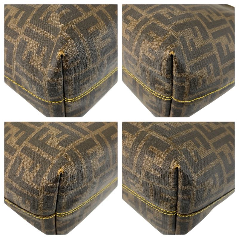 Fendi Zucca Brown Yellow Tote Shoulder Bag