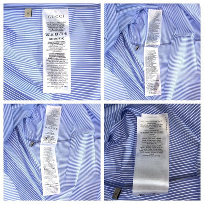 Gucci Embroidery Logo 48 Blue White Cotton Zanhm Short Sleeve Shirt