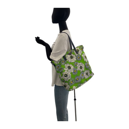 Prada Tessuto Green Multicolor Silver Nylon Tote Shoulder Bag