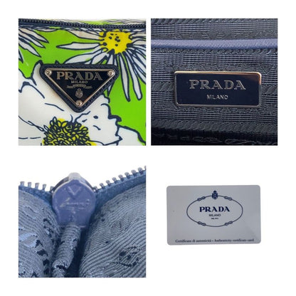 Prada Tessuto Green Multicolor Silver Nylon Tote Shoulder Bag