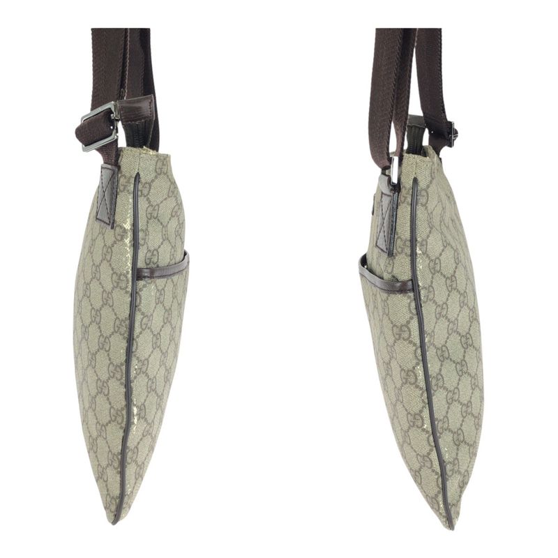 Gucci Brown Silver GG Supreme Canvas Shoulder Bag