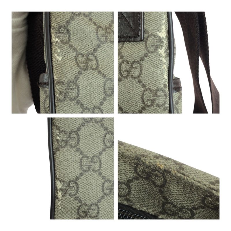 Gucci Brown Silver GG Supreme Canvas Shoulder Bag