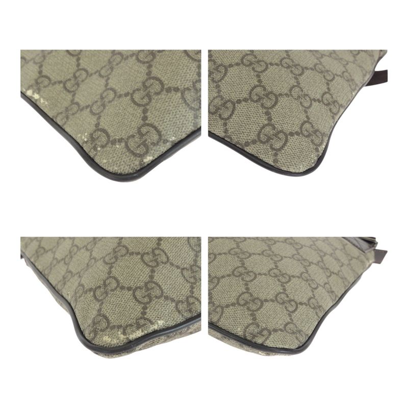 Gucci Brown Silver GG Supreme Canvas Shoulder Bag