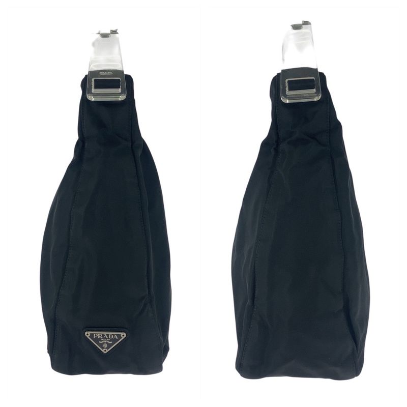 Prada Tessuto Black Silver Nylon Plastic Shoulder Bag