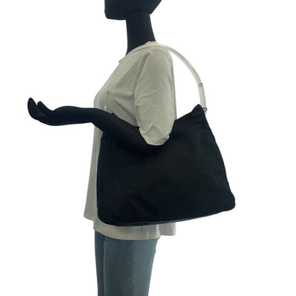 Prada Tessuto Black Silver Nylon Plastic Shoulder Bag