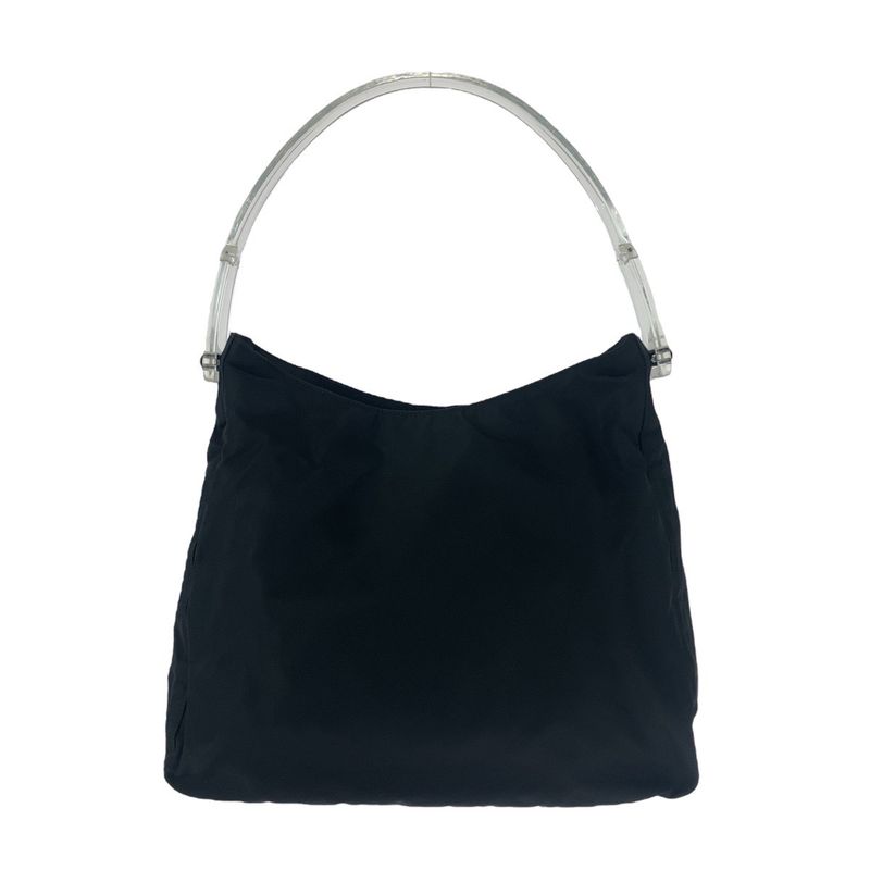 Prada Tessuto Black Silver Nylon Plastic Shoulder Bag
