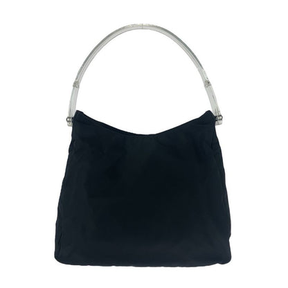 Prada Tessuto Black Silver Nylon Plastic Shoulder Bag