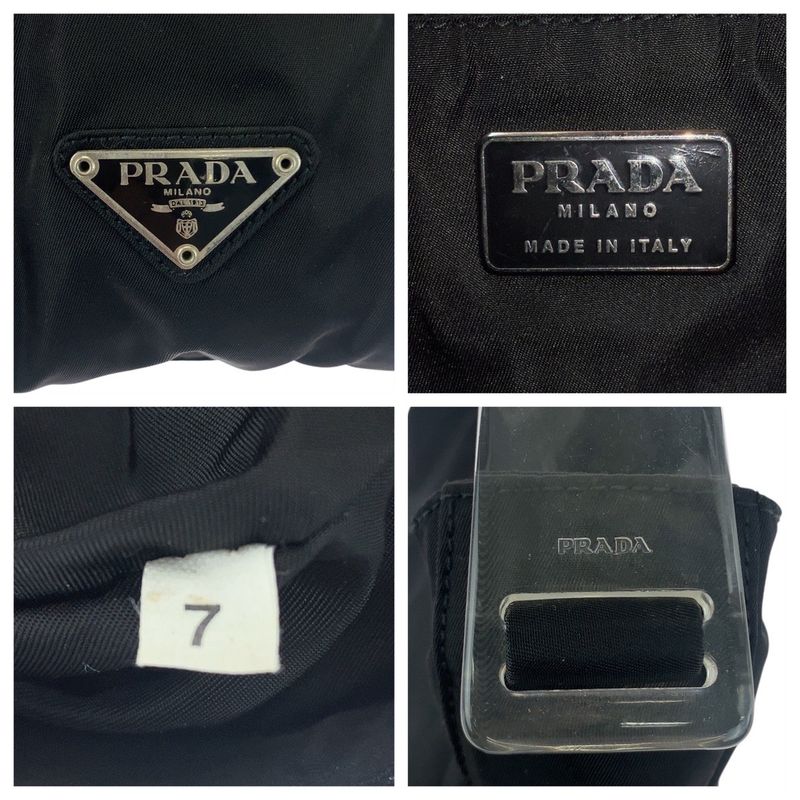 Prada Tessuto Black Silver Nylon Plastic Shoulder Bag