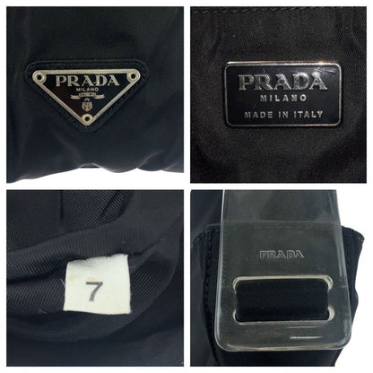 Prada Tessuto Black Silver Nylon Plastic Shoulder Bag