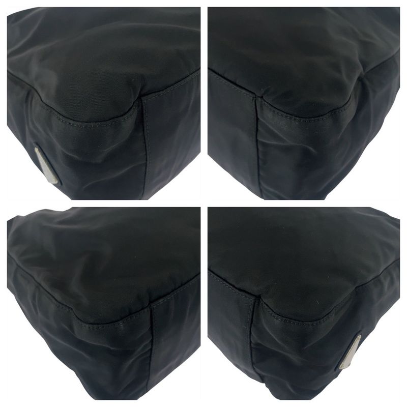 Prada Tessuto Black Silver Nylon Plastic Shoulder Bag