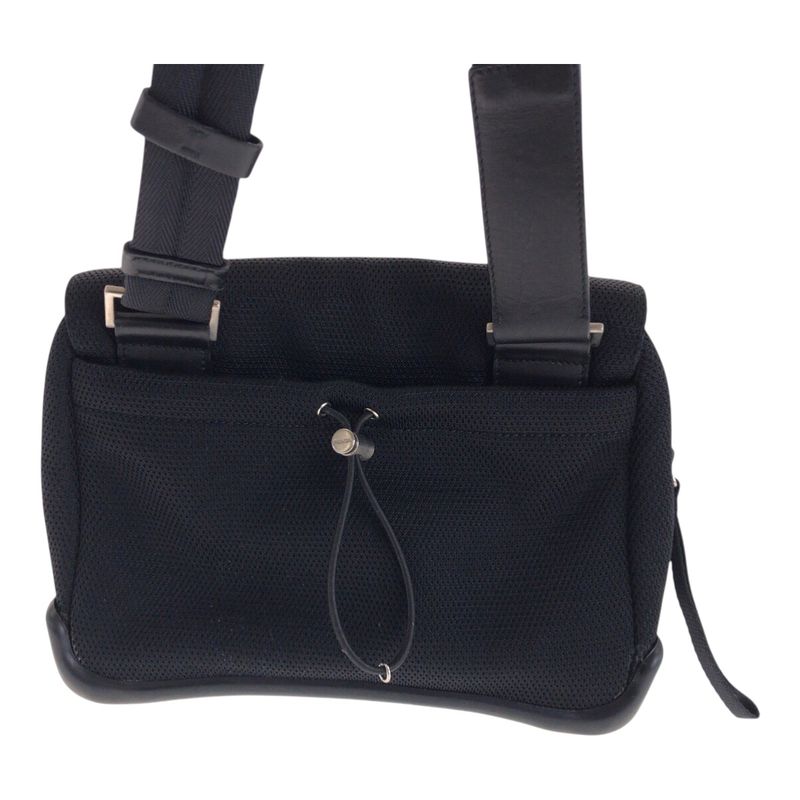 Prada Sports Black Silver Polyester Rubber Leather Shoulder Bag Pochette